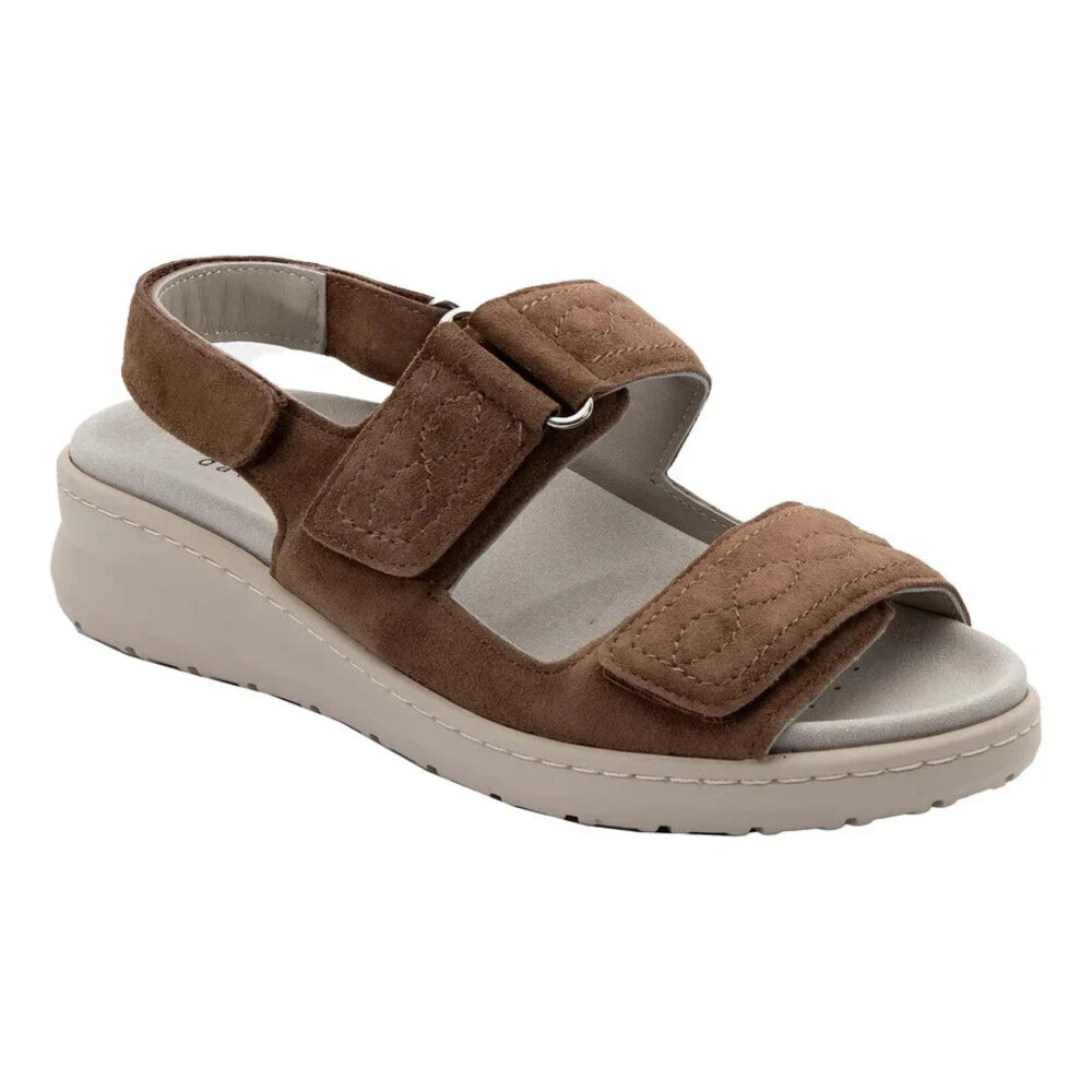 David Tate Key Sandals Women's 10 Brown Suede Adjustable Strap Platform ZOGG1696